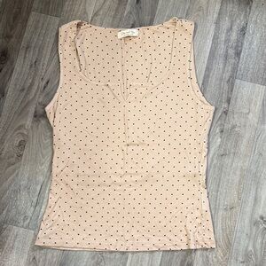 Doe & Rae Beige Polka Dot Tank Top